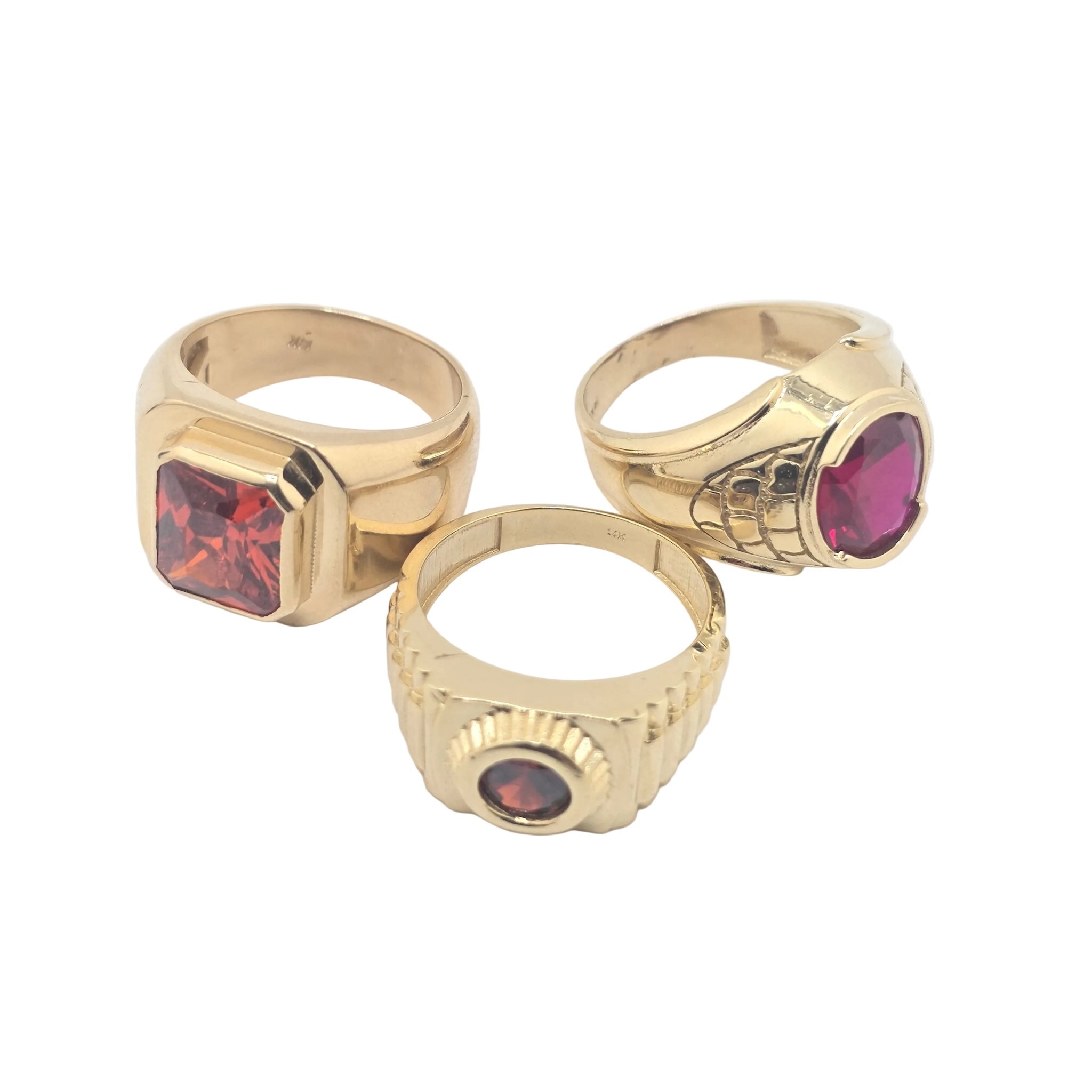 coleccion de anillos de oro 14k con circonia roja diferentes diseños tuoro