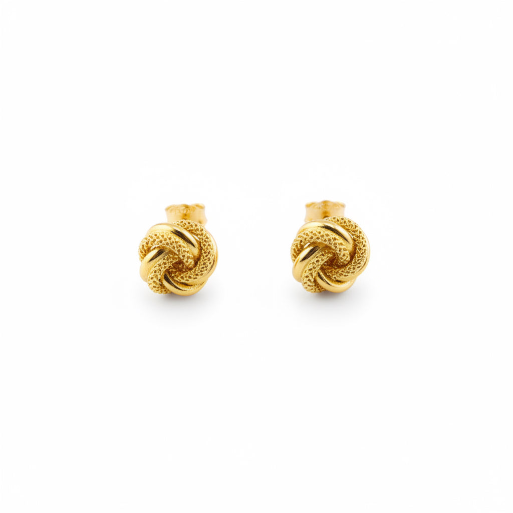 Aretes Nudo del Amor de Oro 14K, tamaño 9 mm. TuOro.