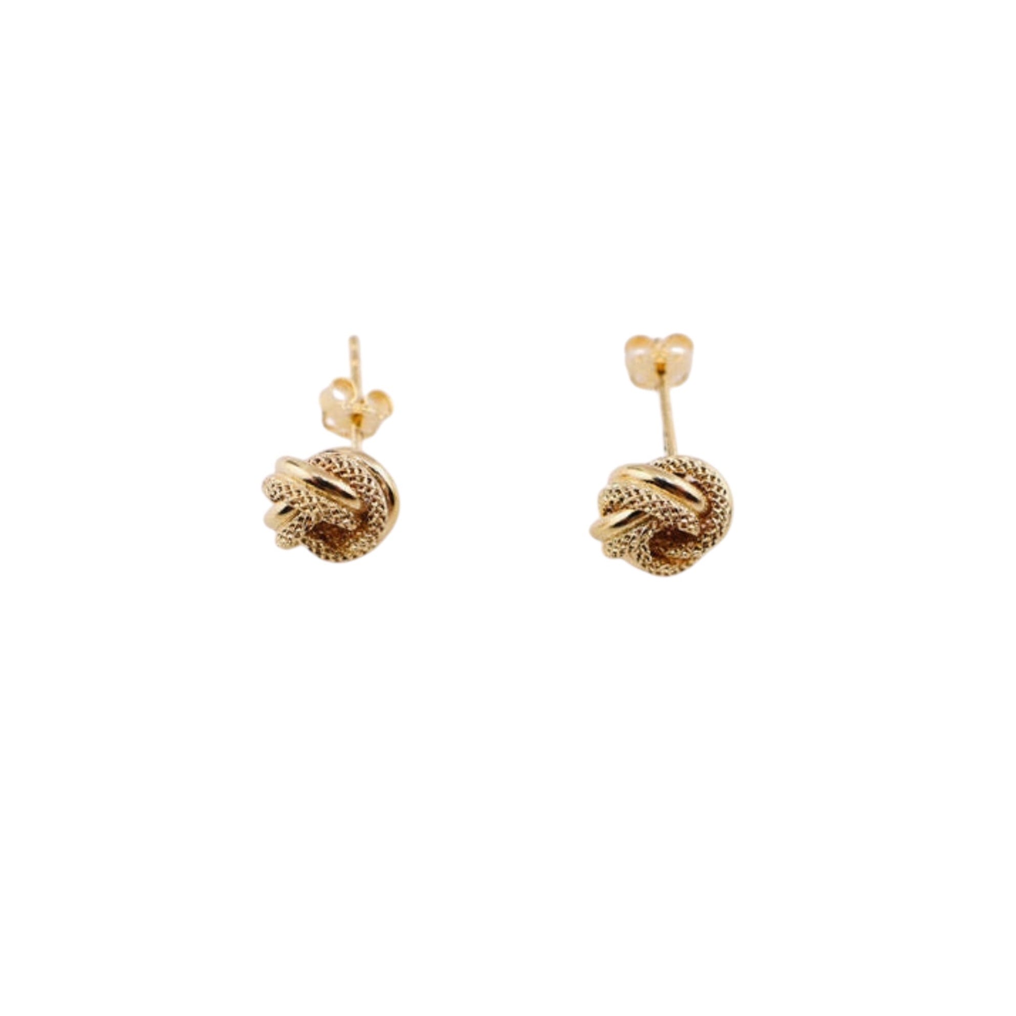 Aretes Nudo del Amor de oro 14K tamaño 9 mm — diseño entrelazado elegante y simbólico, ideales