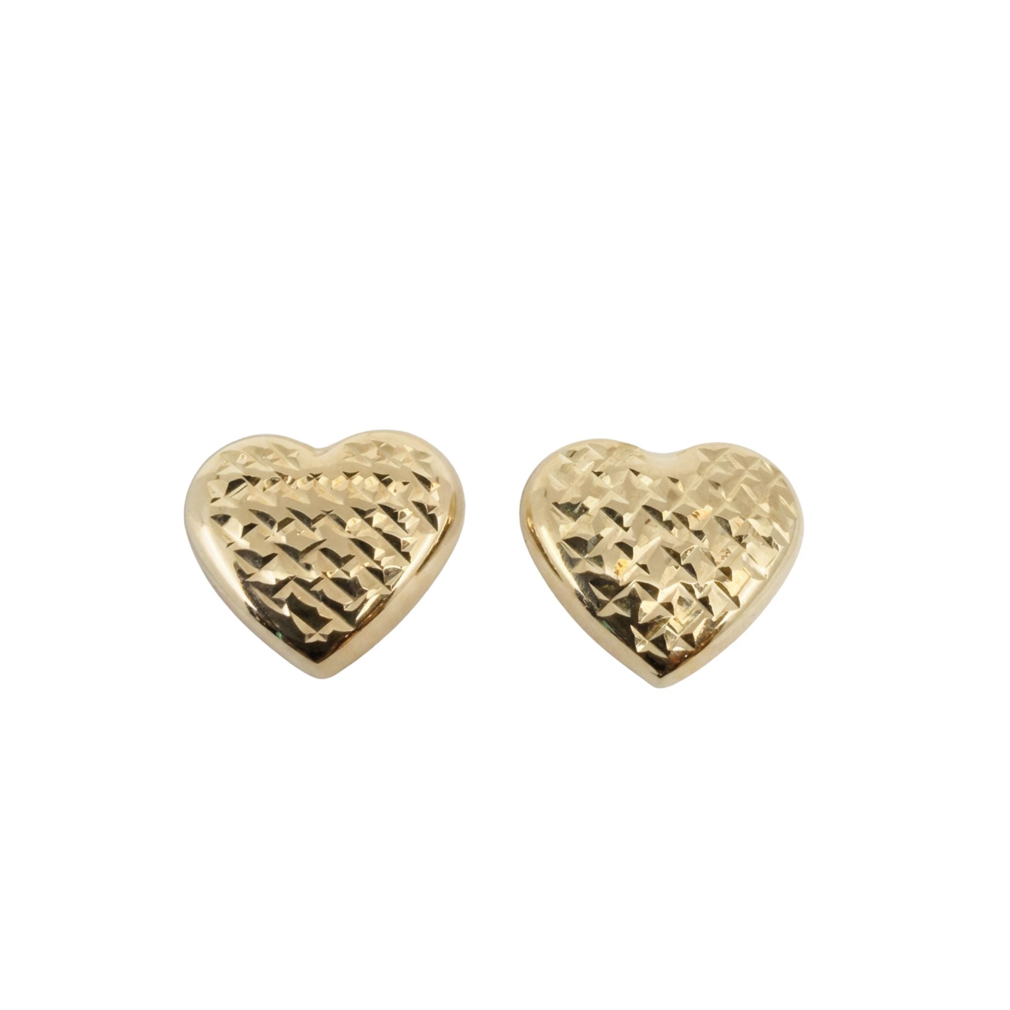 Aretes pequeños de Oro 10K corazón mediano diamantado de 13.4 mm con cierre de mariposa – TuOro®