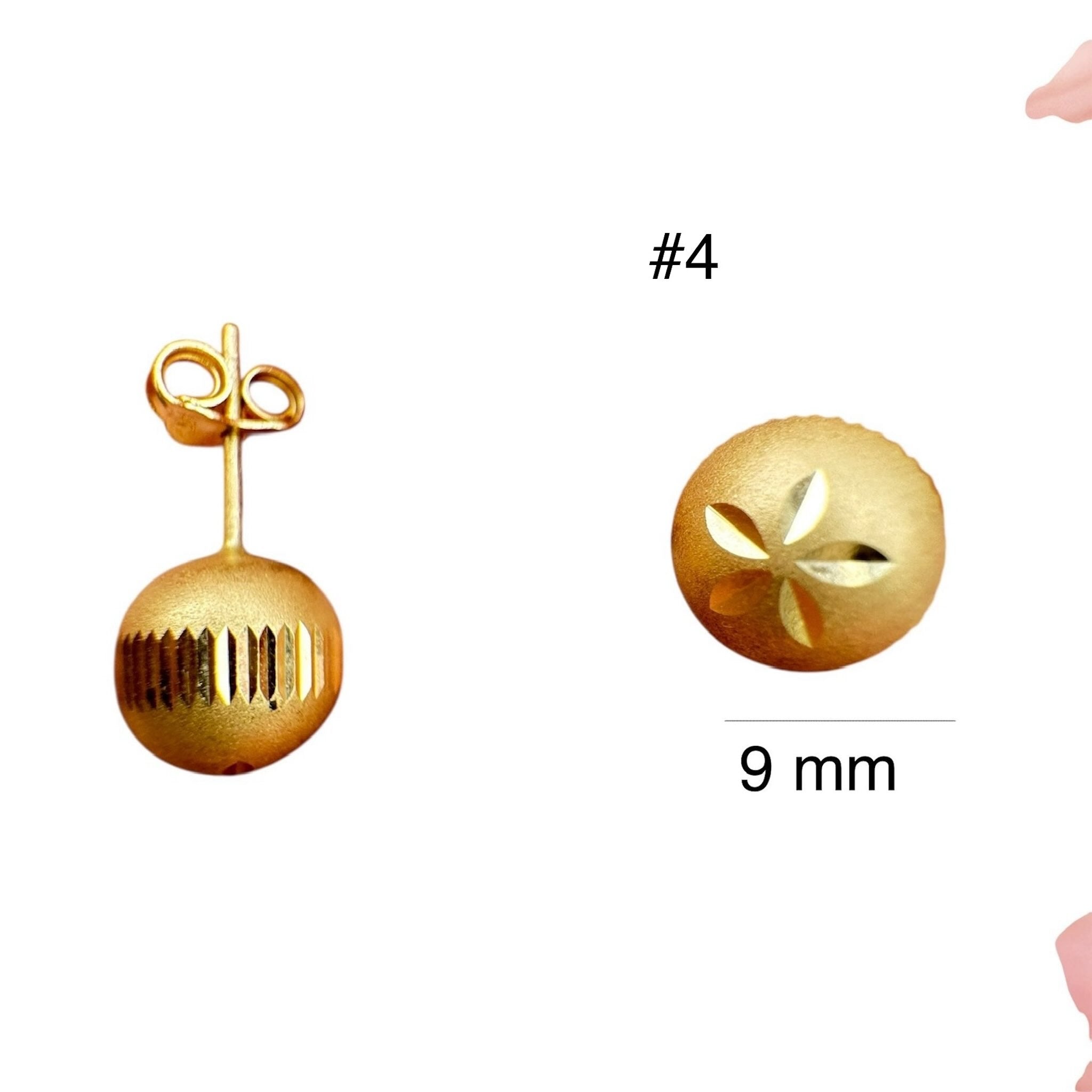 Aretes redondos grabados en Oro 14K de 9 mm TuOro