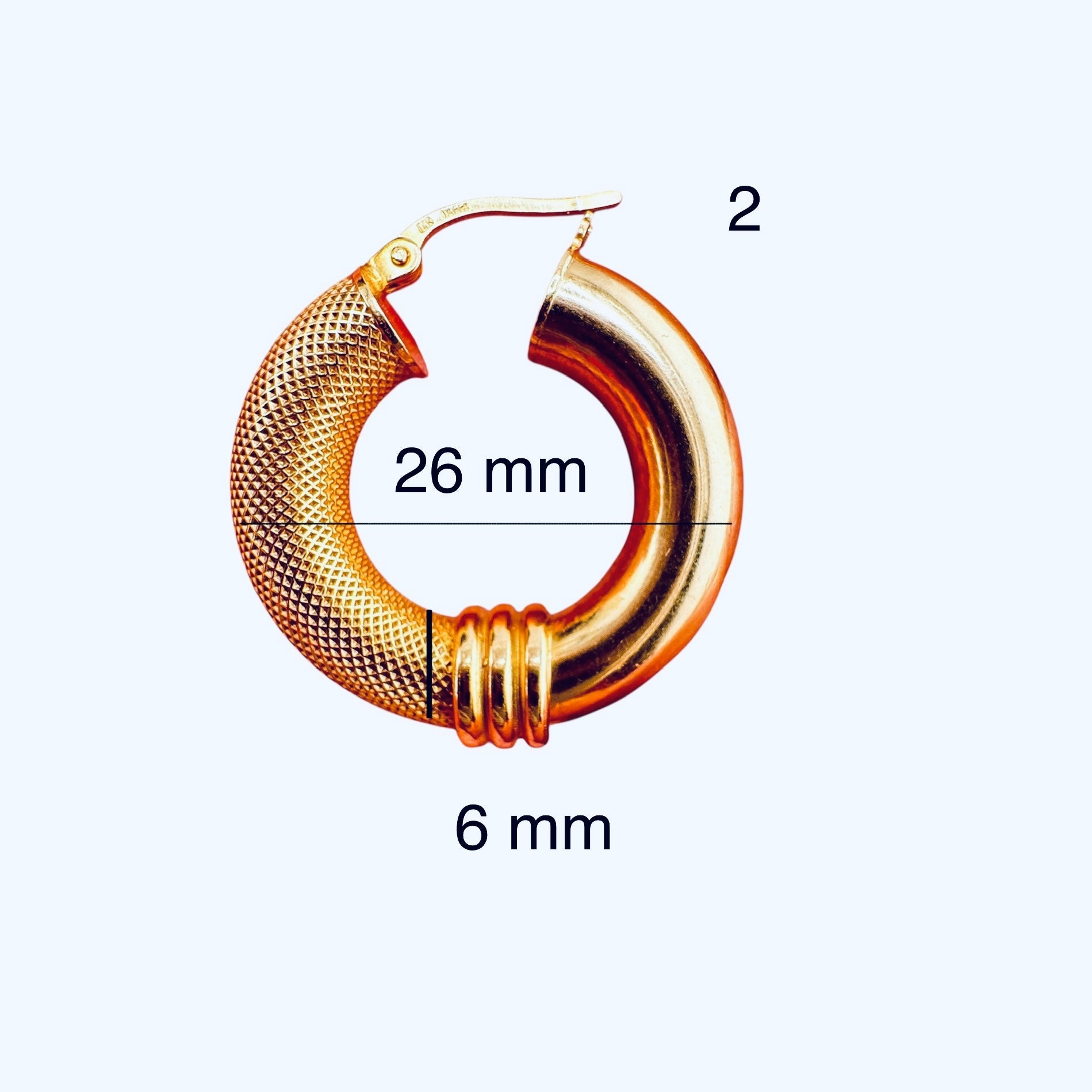 Argollas gruesas de oro 14K con acabado mixto: liso y satinado (6 mm) - Joyería TuOro