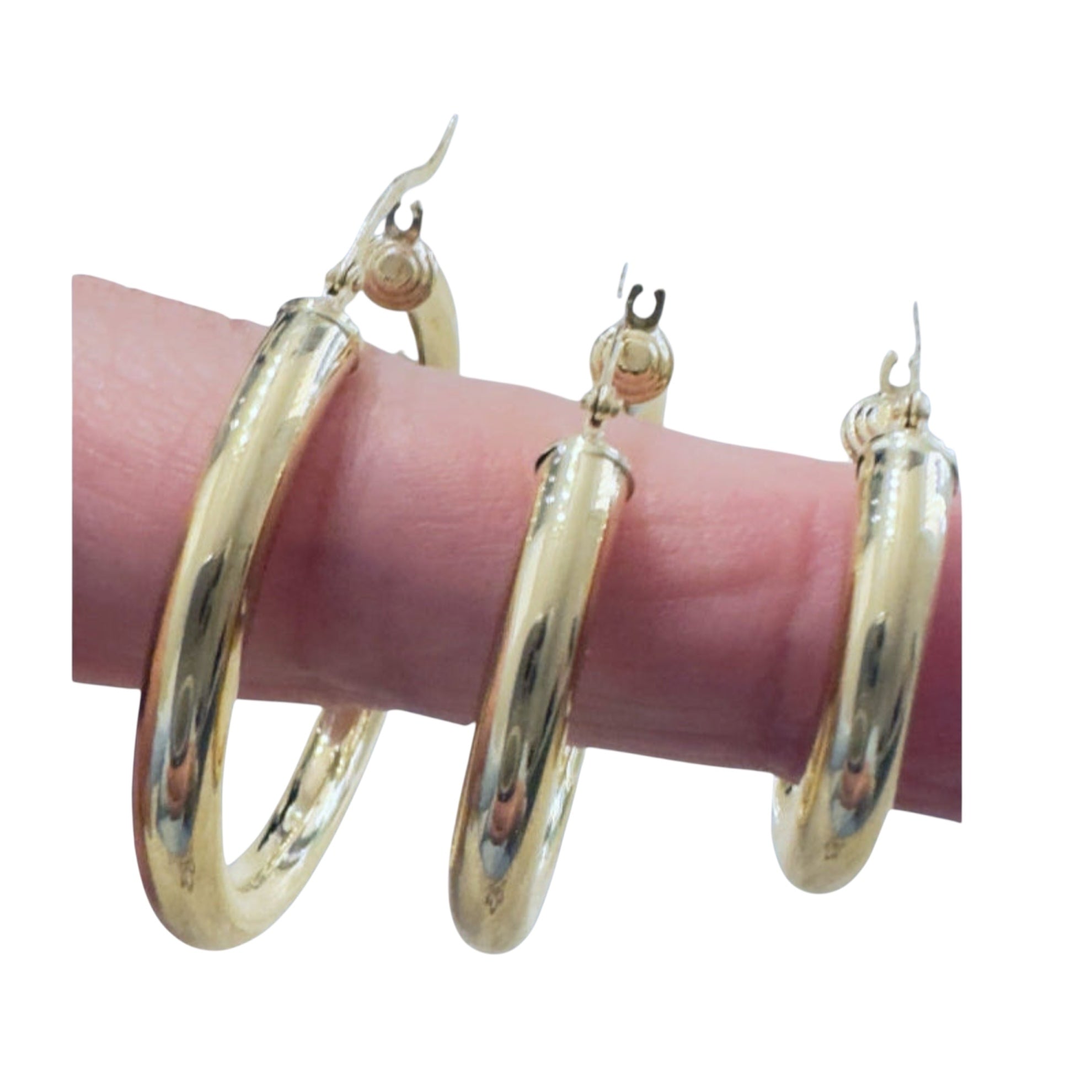 Argollas lisas de oro 14K con acabado espejo (4 mm) - Joyería TuOro