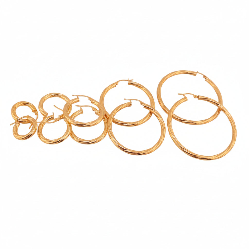 Argollas torcidas lisas de oro 14K – Grosor 3 mm - Joyería TuOro