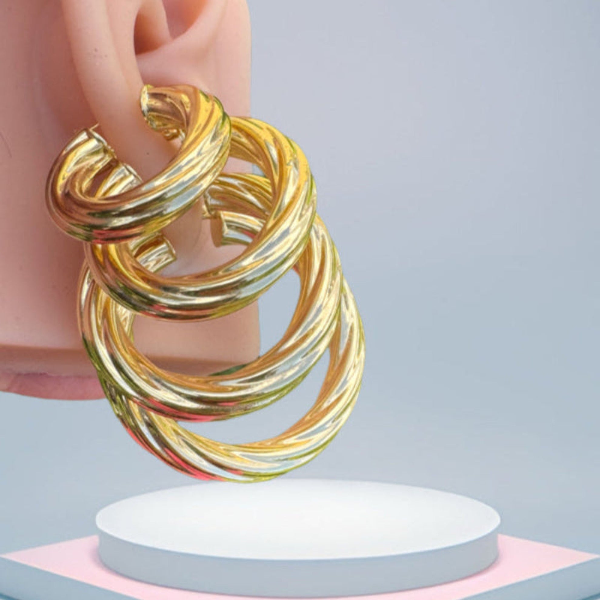 Argollas torcidas lisas de oro 14k – Grosor 6 mm - Joyería TuOro