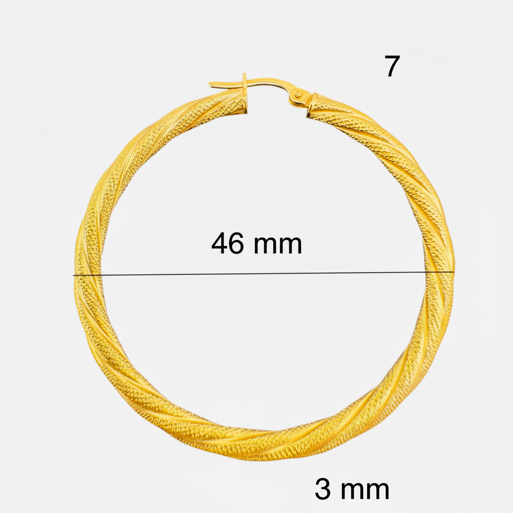 Argollas torcidas satinadas de oro 14K – Grosor 3 mm - Joyería TuOro
