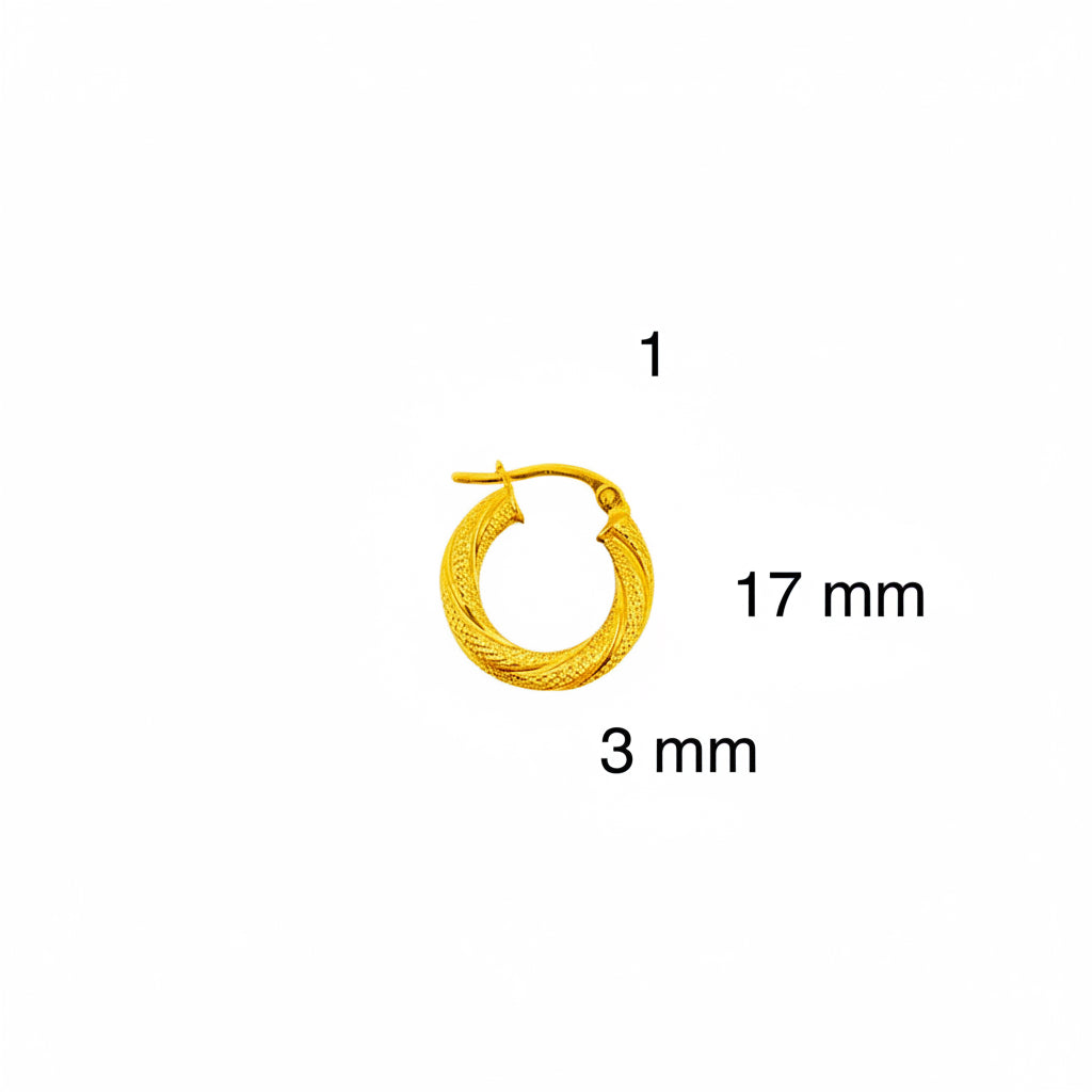 Argollas torcidas satinadas de oro 14K – Grosor 3 mm - Joyería TuOro