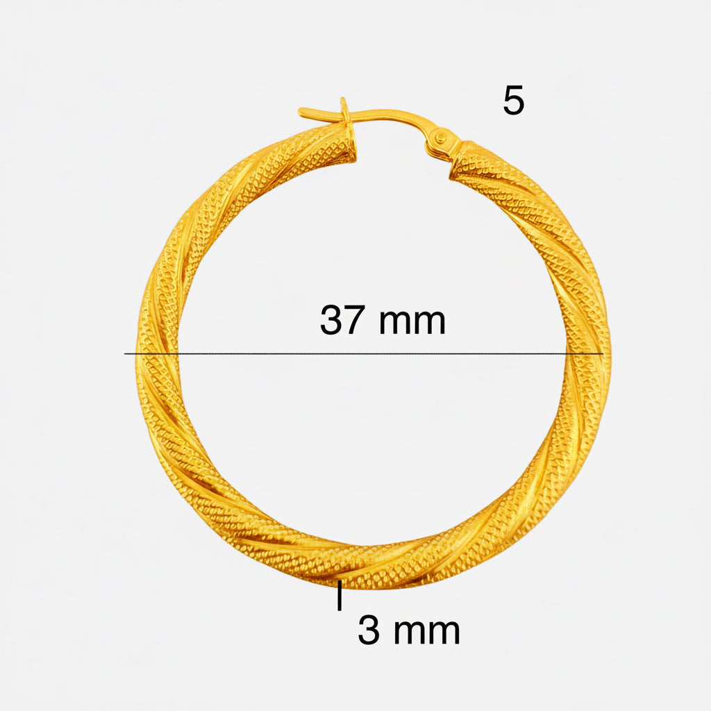 Argollas torcidas satinadas de oro 14K – Grosor 3 mm - Joyería TuOro