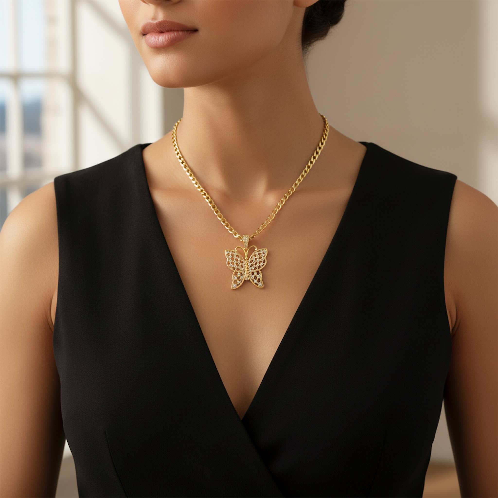 Cadena cubana italiana de 4.5 mm en Oro amarillo 10K con largo de 20 pulgadas, diseño clásico y acabado pulido usada por modelo. TuOro.