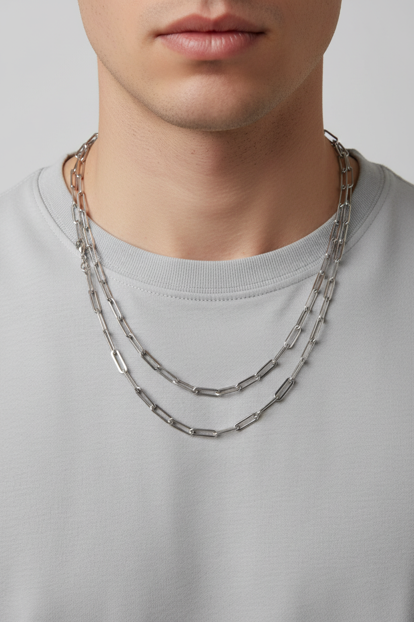 Paperclip Chain with Rhodium Sterling Silver 925 – 3.9 mm