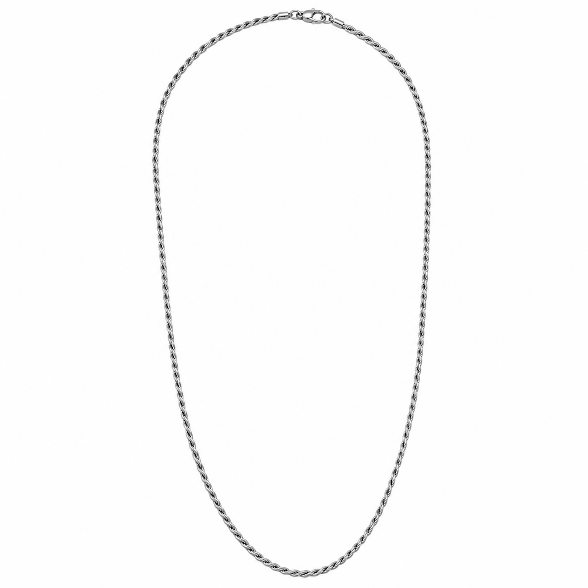 Cadena de soga sólida con rodio de Plata 925 de 2 mm con acabado brillante premium y fondo blanco para TuOro