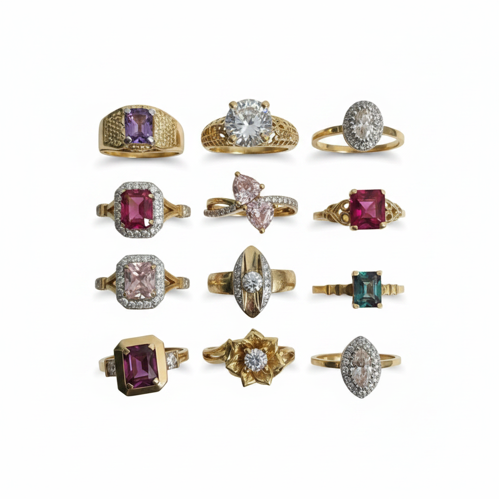 Anillos de Oro 14K con circonias de colores