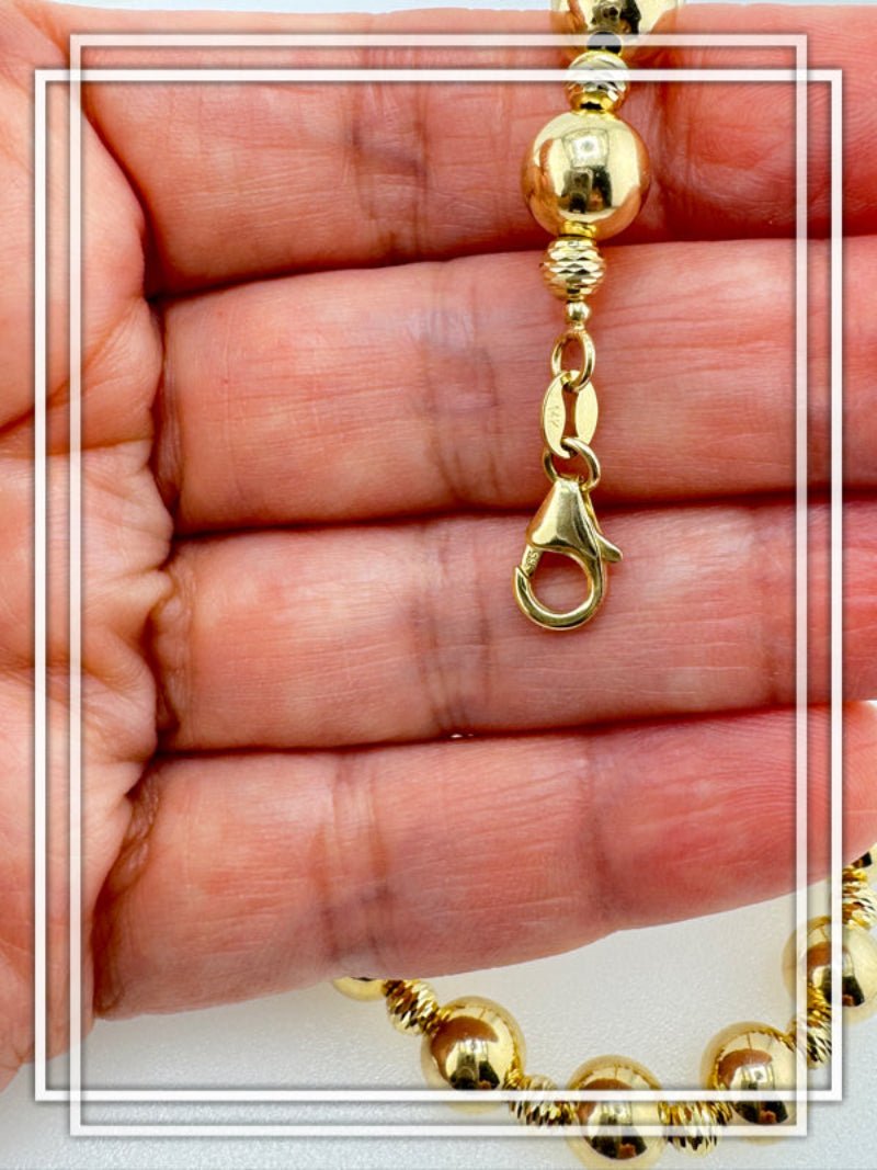 Collar de bolas pulido espejo. - Joyería TuOro