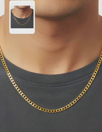 video corto de Vista detallada de la cadena cubana italiana de 5.7 mm en Oro amarillo 14K sobre el cuello, TuOro.