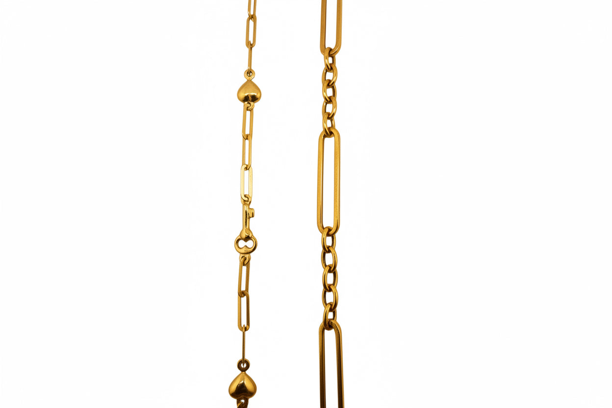 Pulsera eslabón paperclip en Oro 14K con cierre langosta