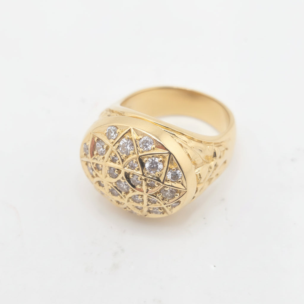 Anillo con circonia blanca tipo roseta de Oro 14K