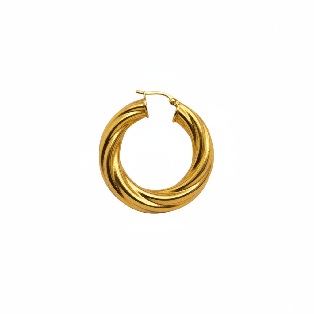 Argollas torcidas lisas de oro 14K – Grosor 5 mm | Joyería TuOro