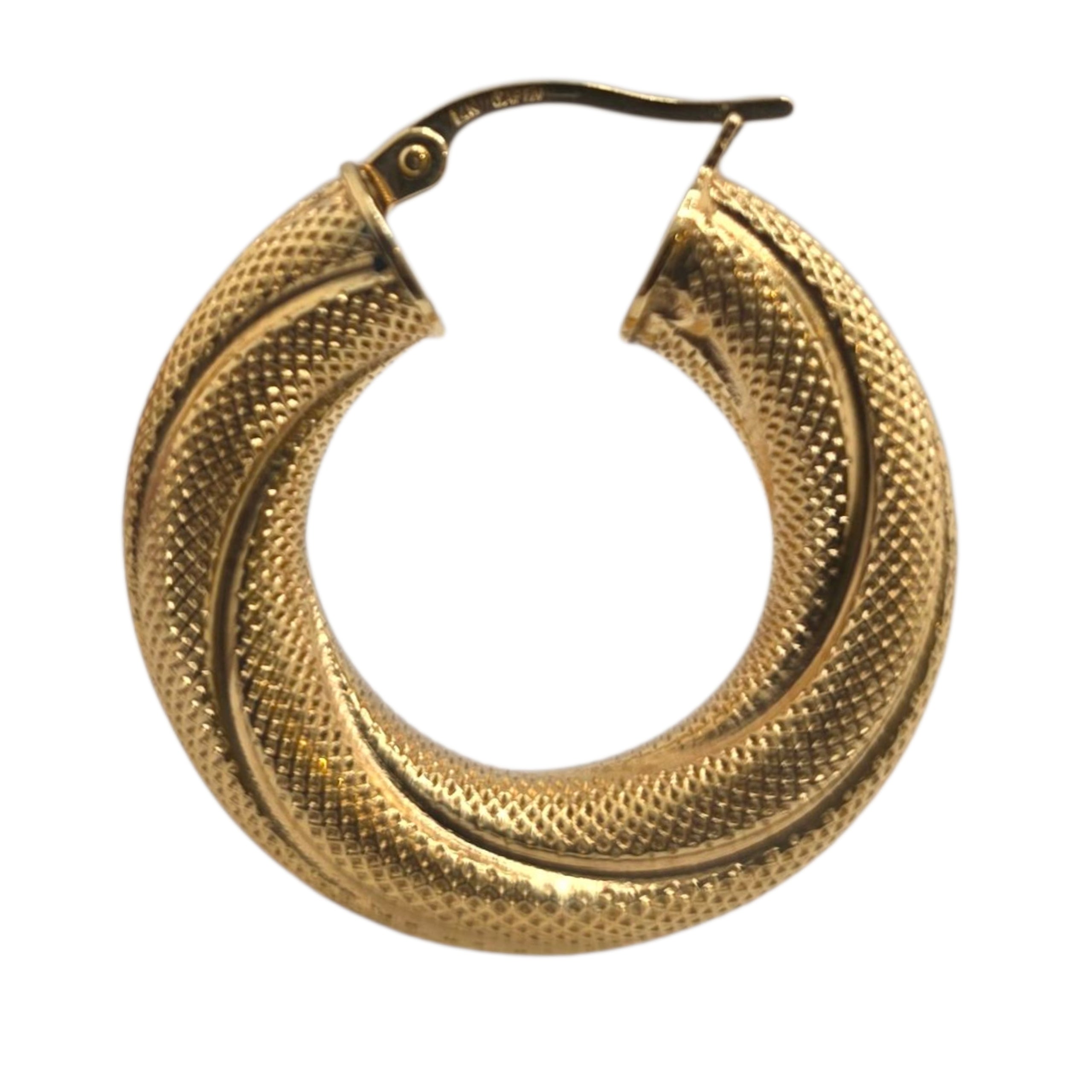 Argollas torcidas satinadas de oro 14K – Grosor 6 mm