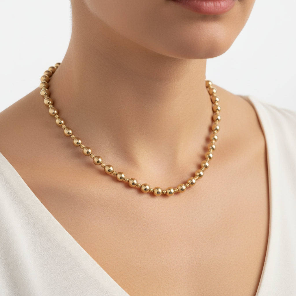 Collar de Bolitas Oro 14K