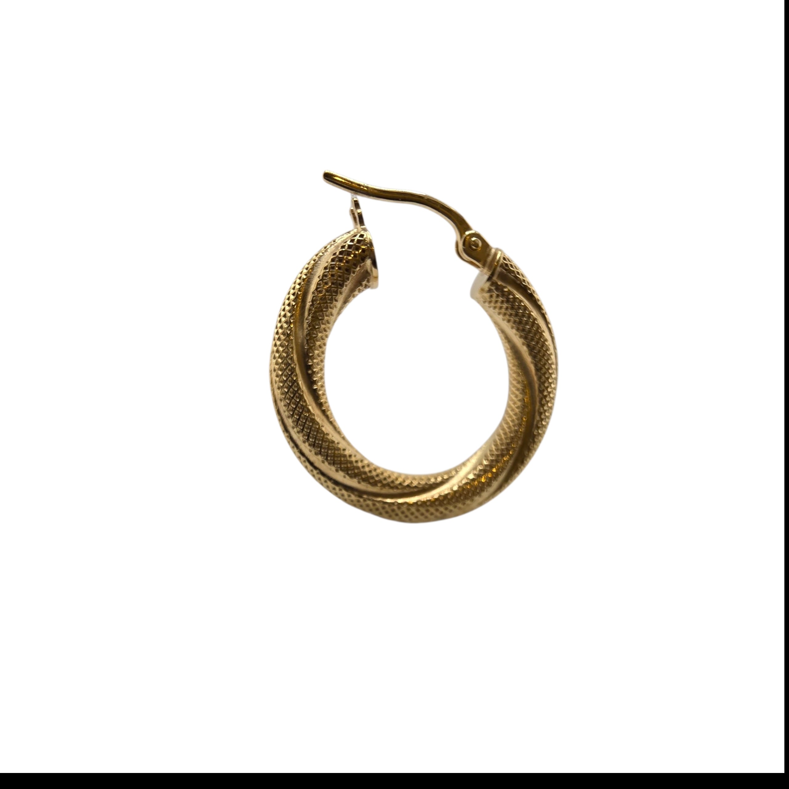 Argollas torcidas satinadas de oro 14K, grosor 4 mm, varios tamaños