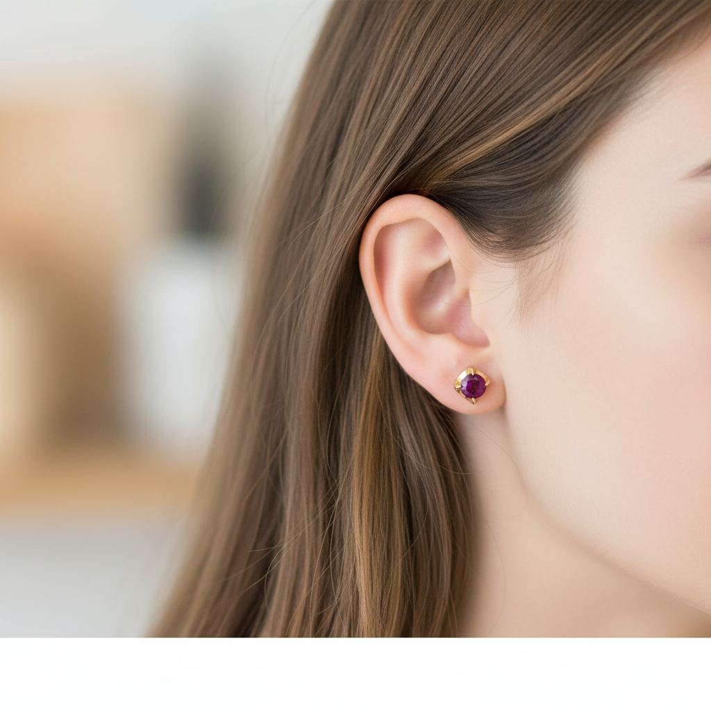 Aretes con piedra genuina de 4 mm en Oro amarillo 18K con cierre de tuerca 💛✨