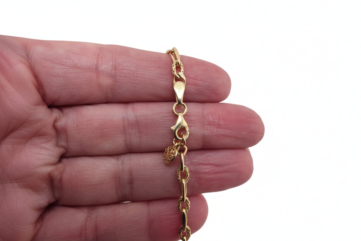 Pulsera Fígaro con Placa en Oro 14K