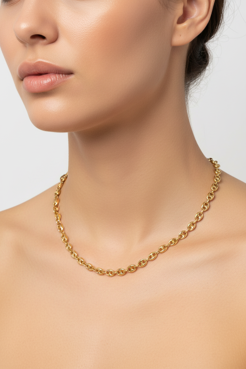 Cadena Grano de Café 7.5 mm Oro 14K