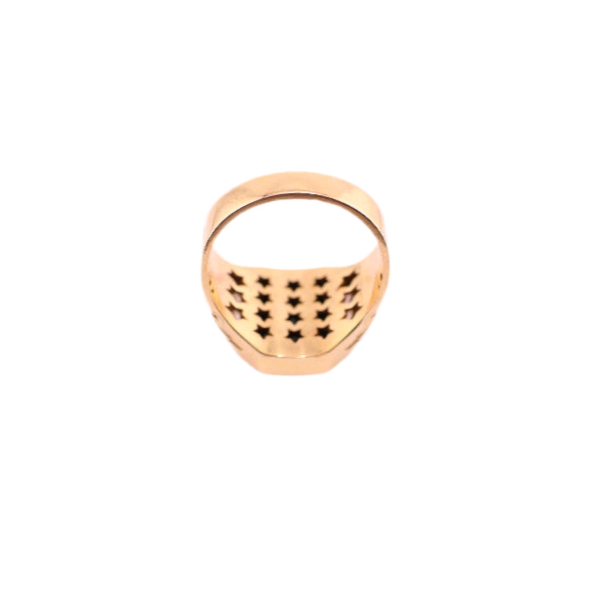 Sortija de hombre en Oro 14K con circonia negra vista posterior con galería interior – TuOro