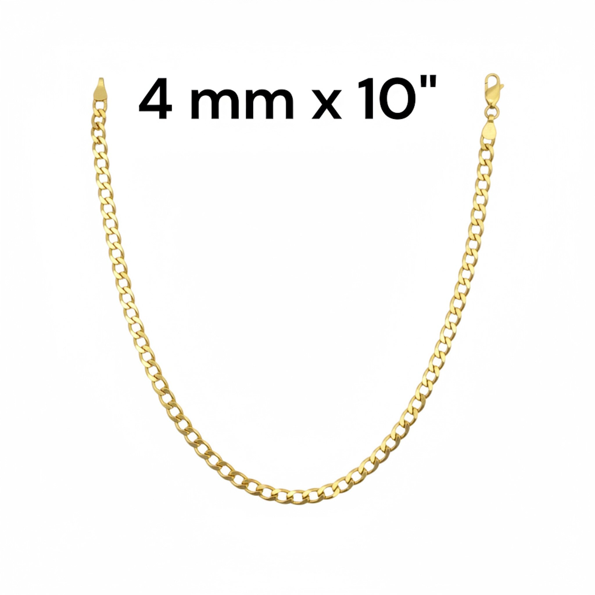 Tobillera cubano italiana en Oro 14K 4 mm y 10 pulgadas, diseño clásico con cierre de candado, joyería TuOro.